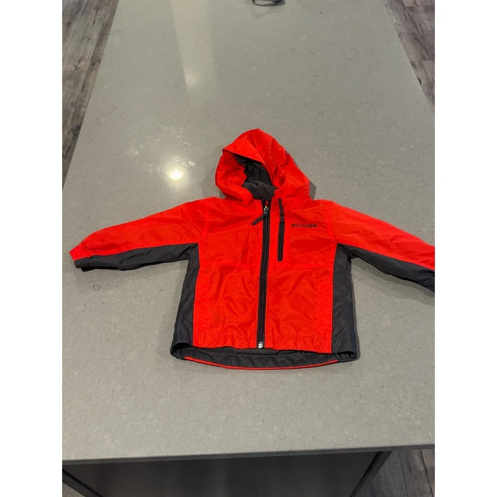 Columbia Kids Toddler 3T Red Gray‎ Full Zip Hooded Jacket Outerwear